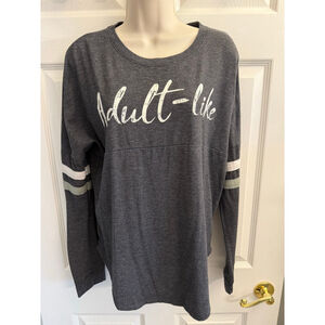 Maurice's Long Sleeve Graphic Tee Oversized Gray Size Small “Adult-Like”